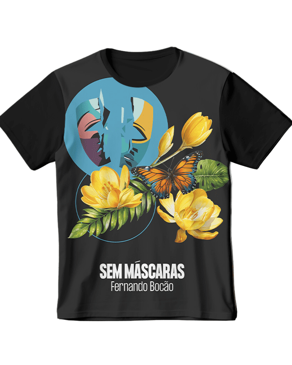 Camiseta Fernando Bocão Sem Máscaras Borboleta e Flores